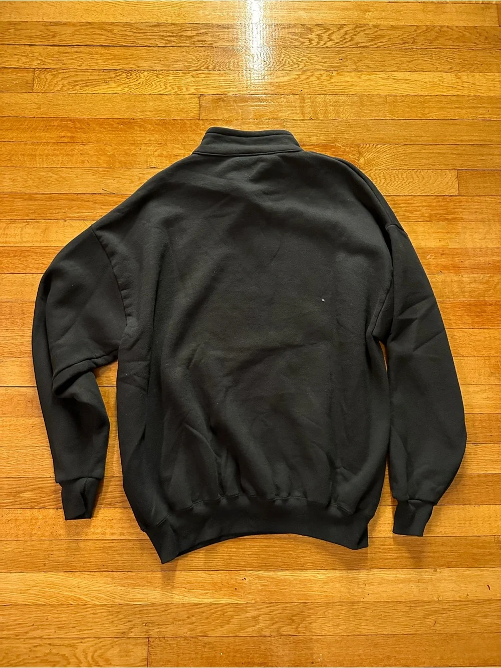 Vintage 1/4 Zip Sweatshirt 2XL Mens 90s Black 98.7 Kiss FM Graphic Embroidered